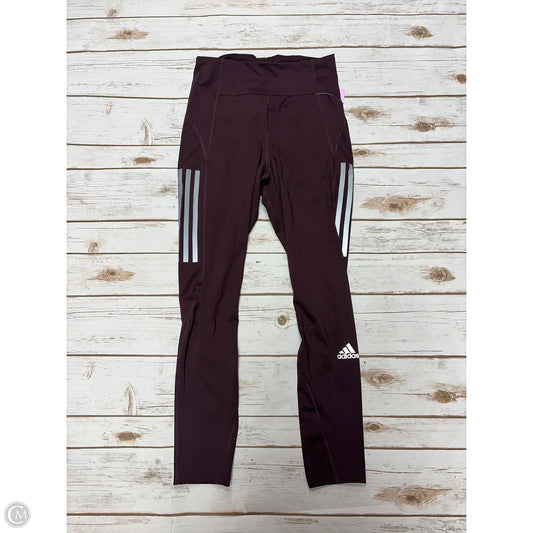 Athletic Leggings By Adidas In Maroon, Size: S