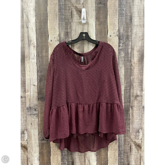 Top Long Sleeve By Massini In Maroon, Size: 2x
