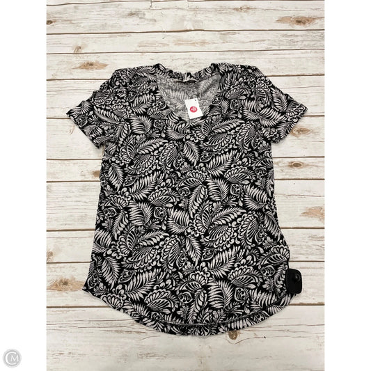 Top Short Sleeve By Loft In Black & White, Size: Xs