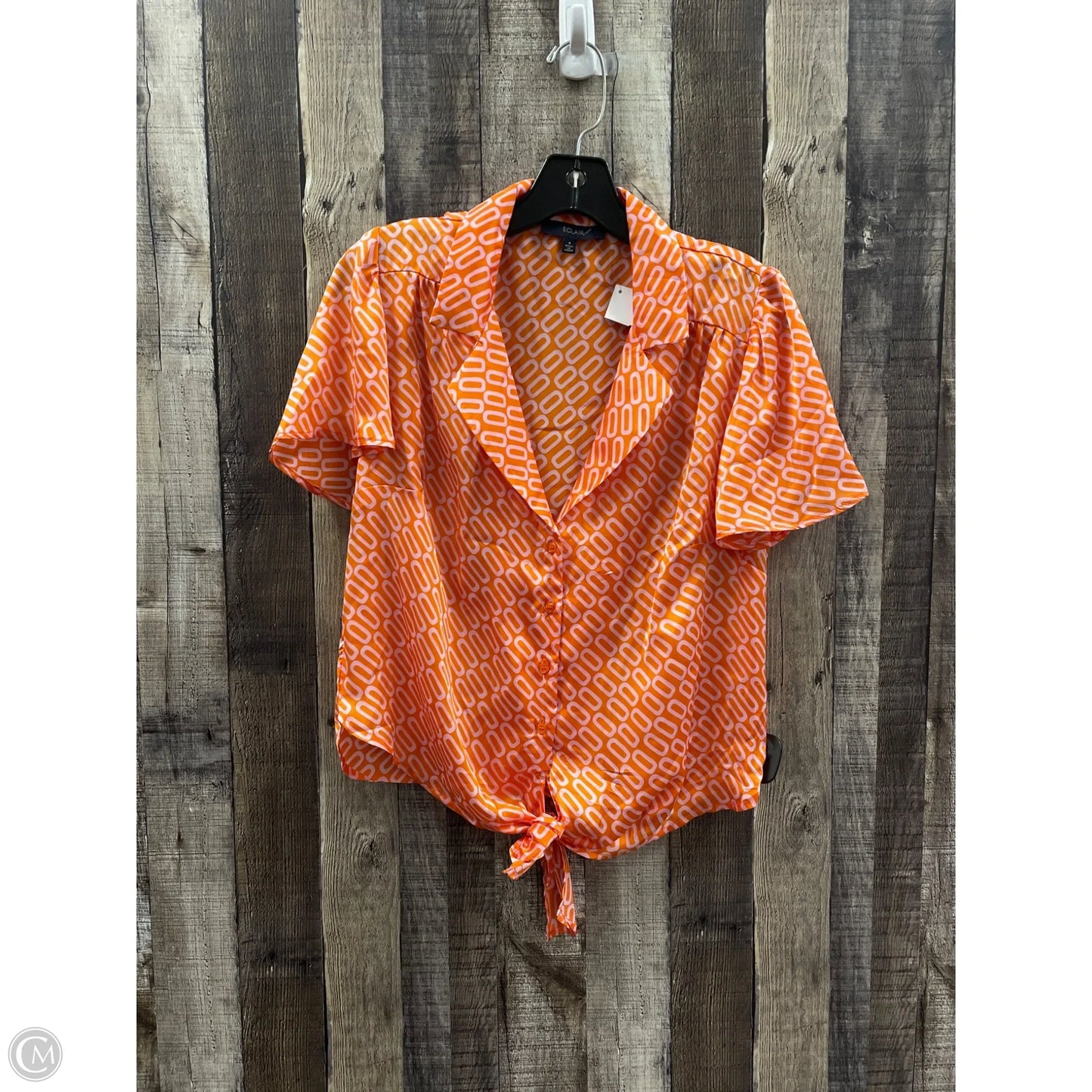 Top Short Sleeve By Cme In Orange & Pink, Size: S
