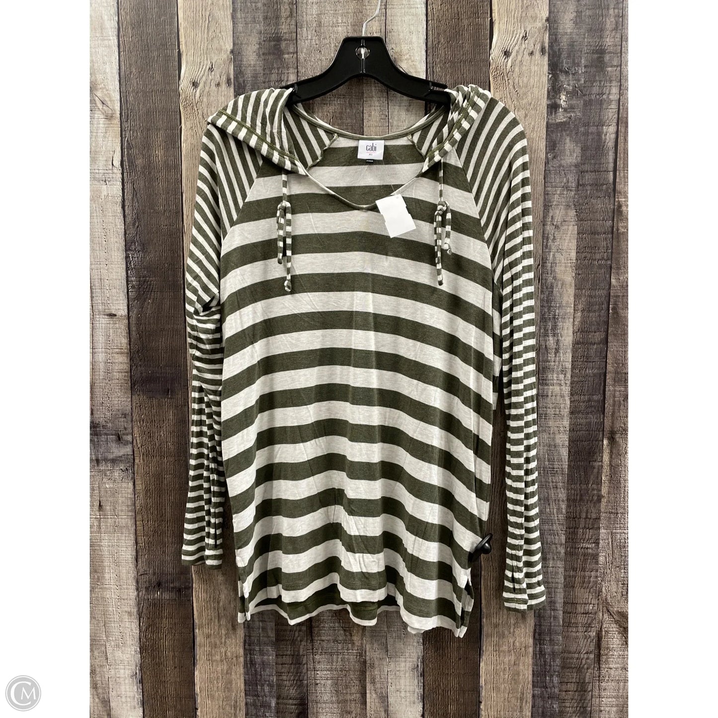 Top Long Sleeve By Cabi In Green & White, Size: Xs
