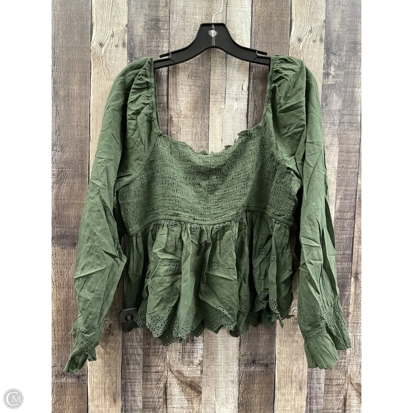Top Long Sleeve By American Eagle In Green, Size: Xl