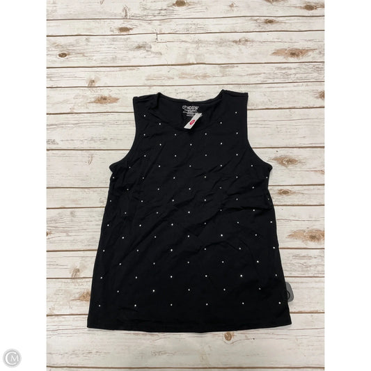 Top Sleeveless By Chicos In Black & Silver, Size: L