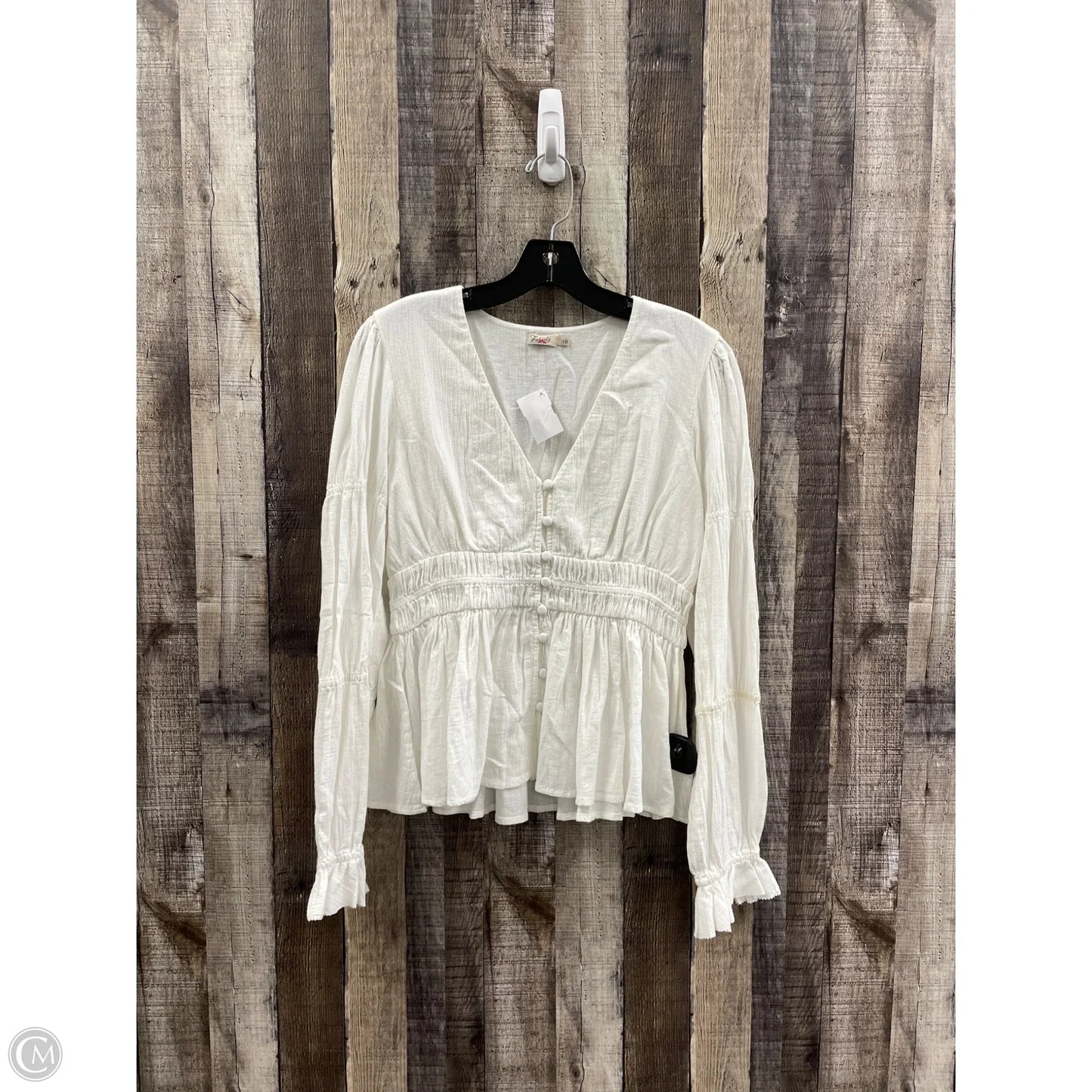 Top Long Sleeve By Faherty In White, Size: S