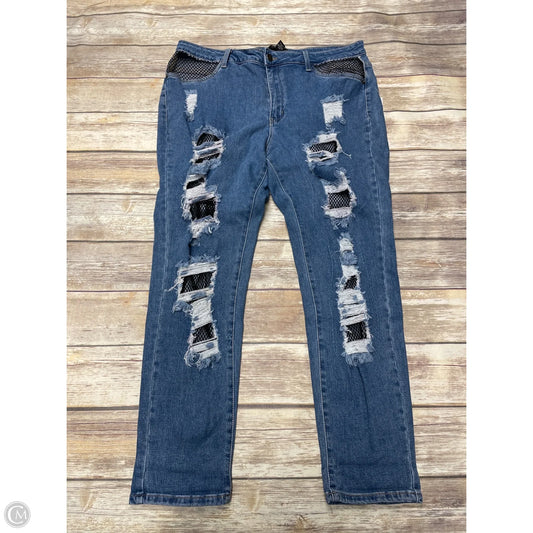 Jeans Straight By Forever 21 In Blue Denim, Size: 16