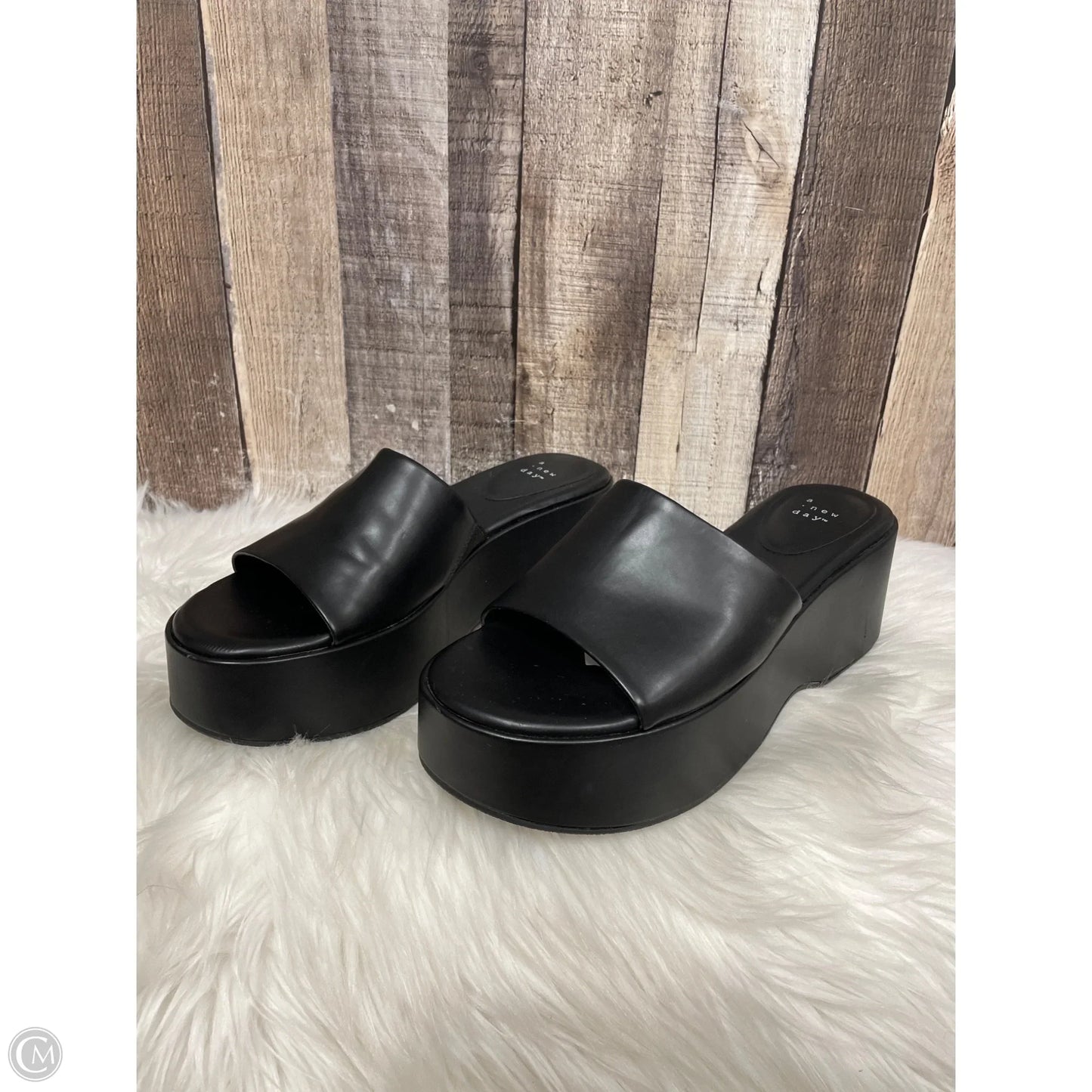 Sandals Heels Platform By A New Day In Black, Size: 10