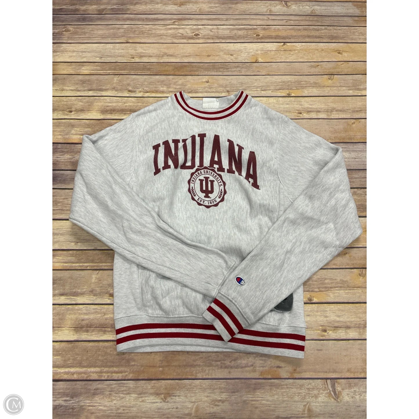 Sweatshirt Crewneck By Champion In Grey & Red, Size: S