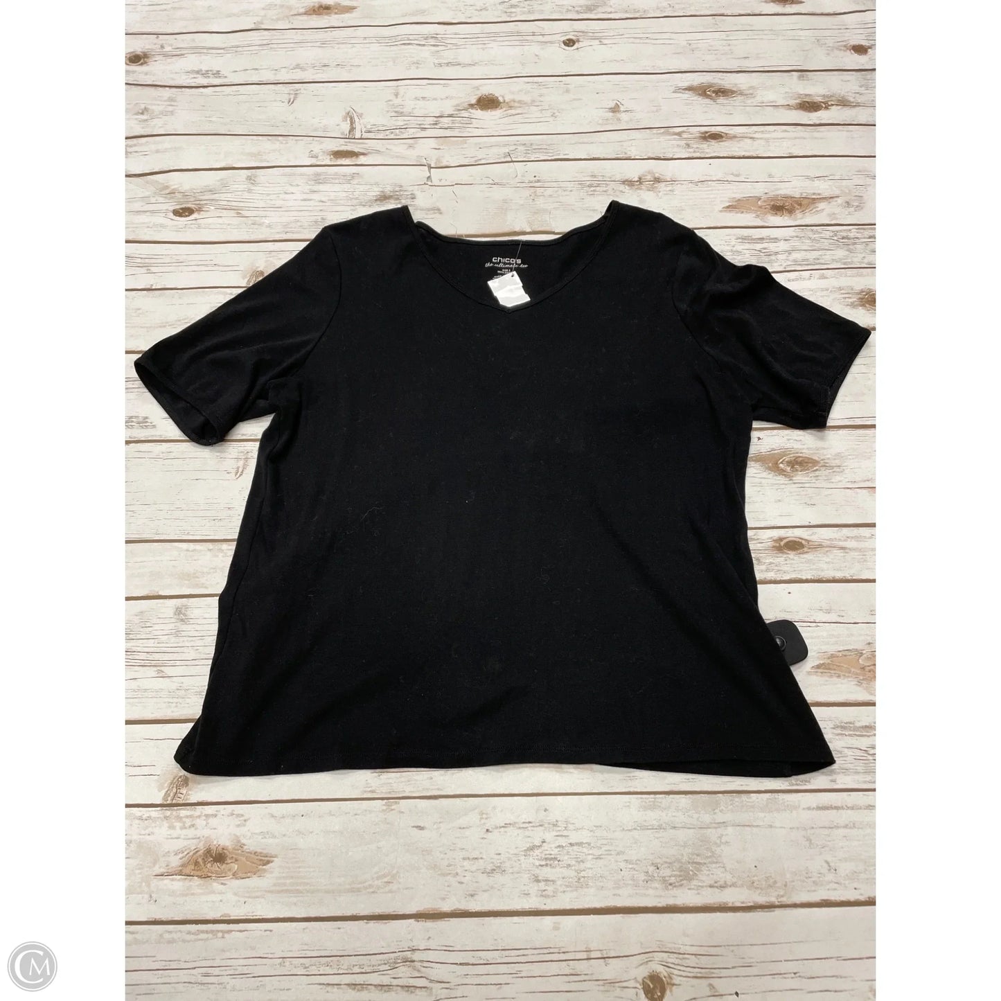 Top Short Sleeve By Chicos In Black, Size: Xl