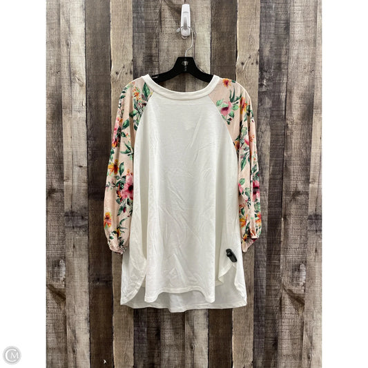 Top Long Sleeve By Cme In Pink & White, Size: 1x