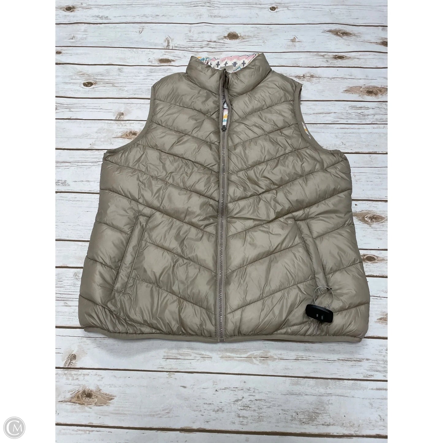 Vest Puffer & Quilted By Cmf In Tan, Size: L