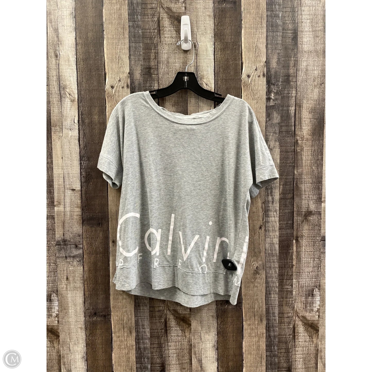 Top Short Sleeve By Calvin Klein In Grey, Size: M