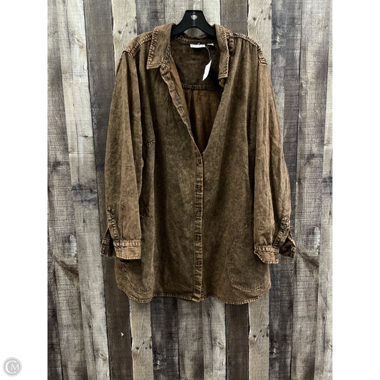 Top Long Sleeve By Joan Rivers In Bronze, Size: 3x