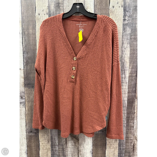 Top Long Sleeve By American Eagle In Brown, Size: S