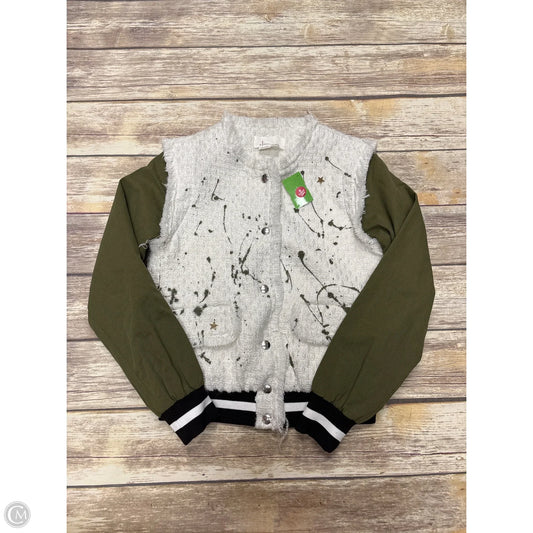Jacket Moto By Anthropologie In Green & White, Size: Xxs