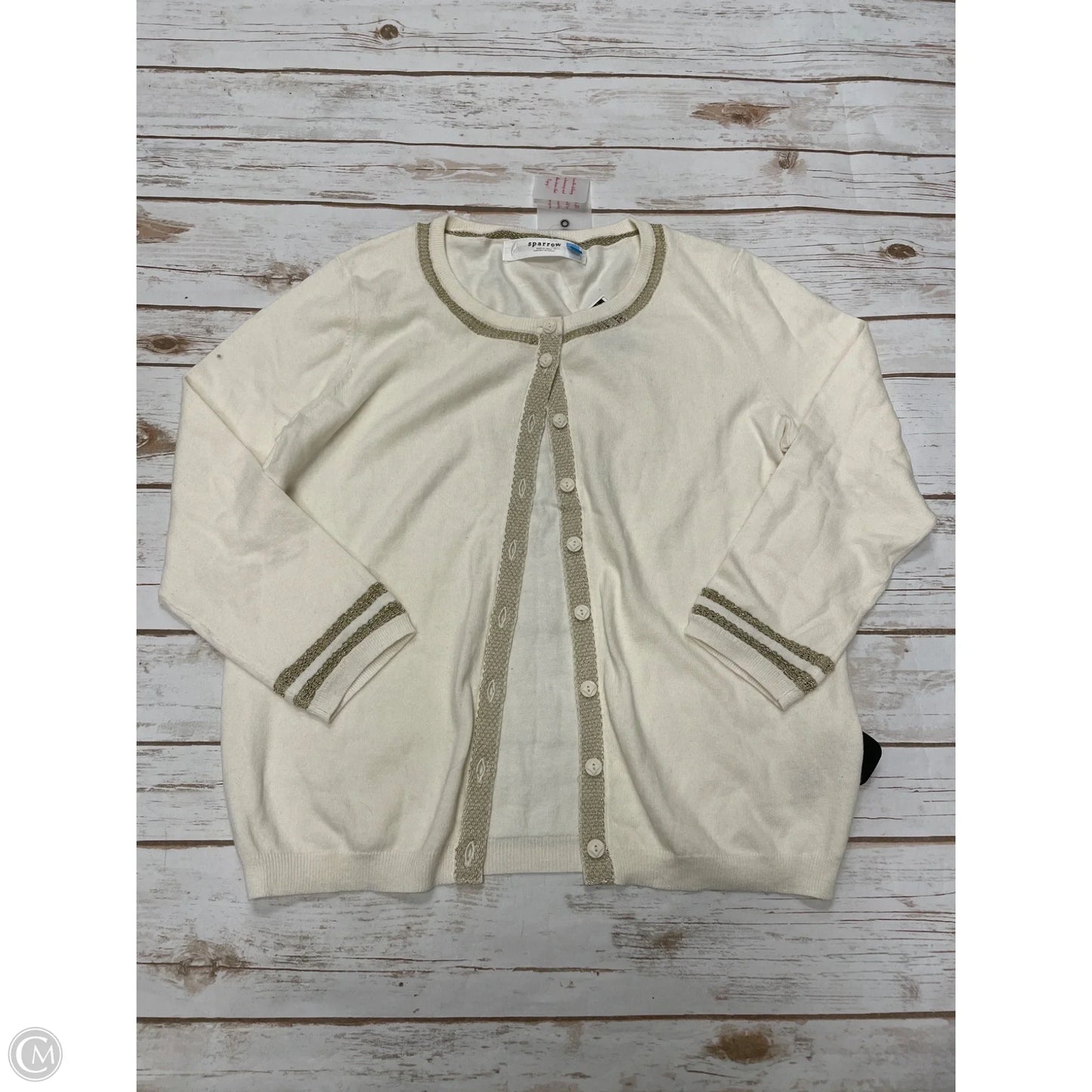 Sweater Cardigan By Sparrow In Cream, Size: L