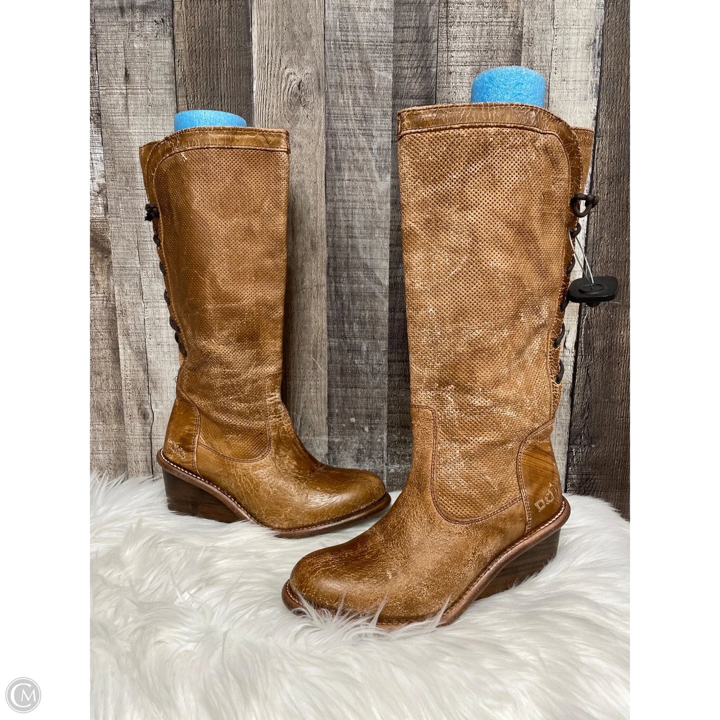 Boots Knee Heels By Bed Stu In Brown, Size: 8.5