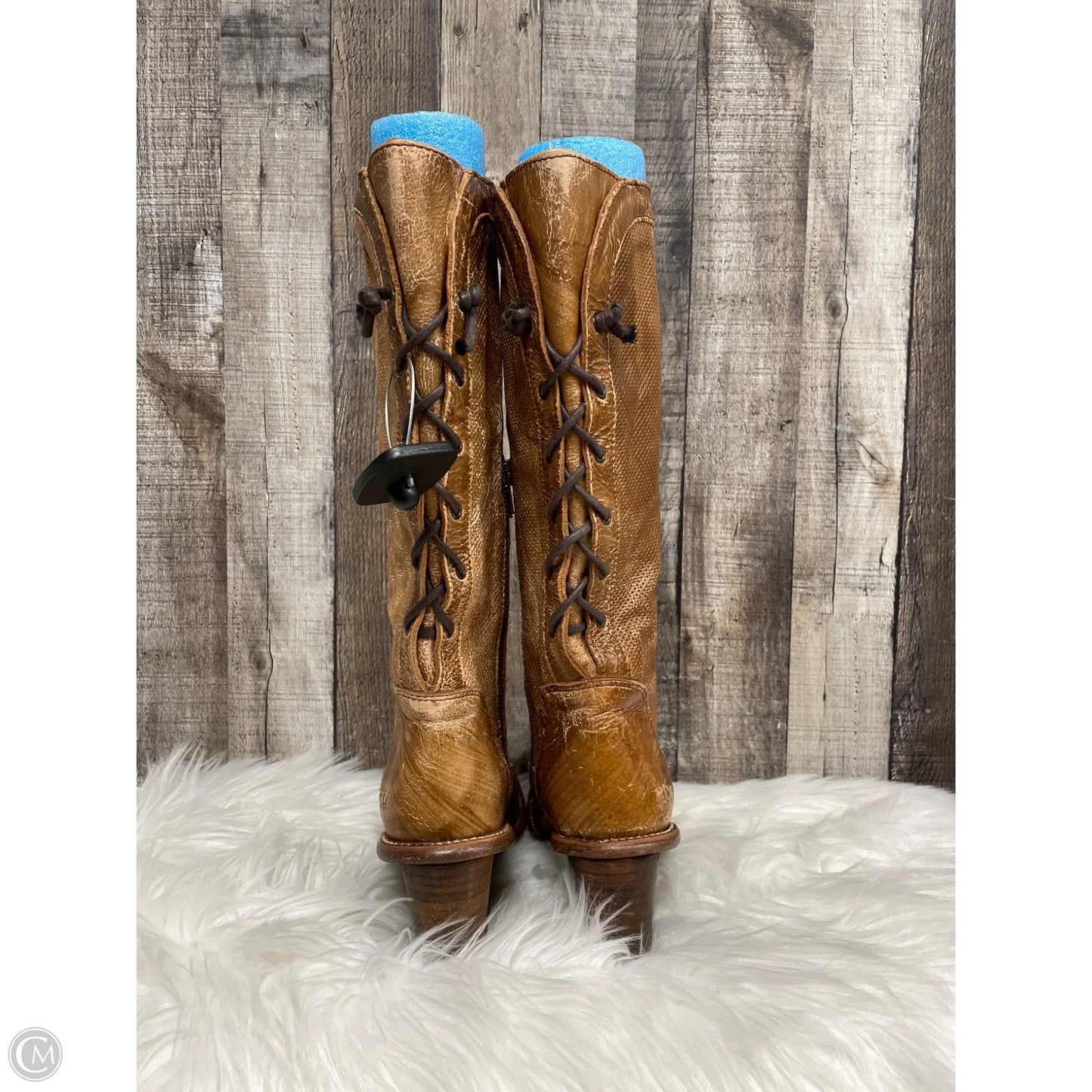 Boots Knee Heels By Bed Stu In Brown, Size: 8.5
