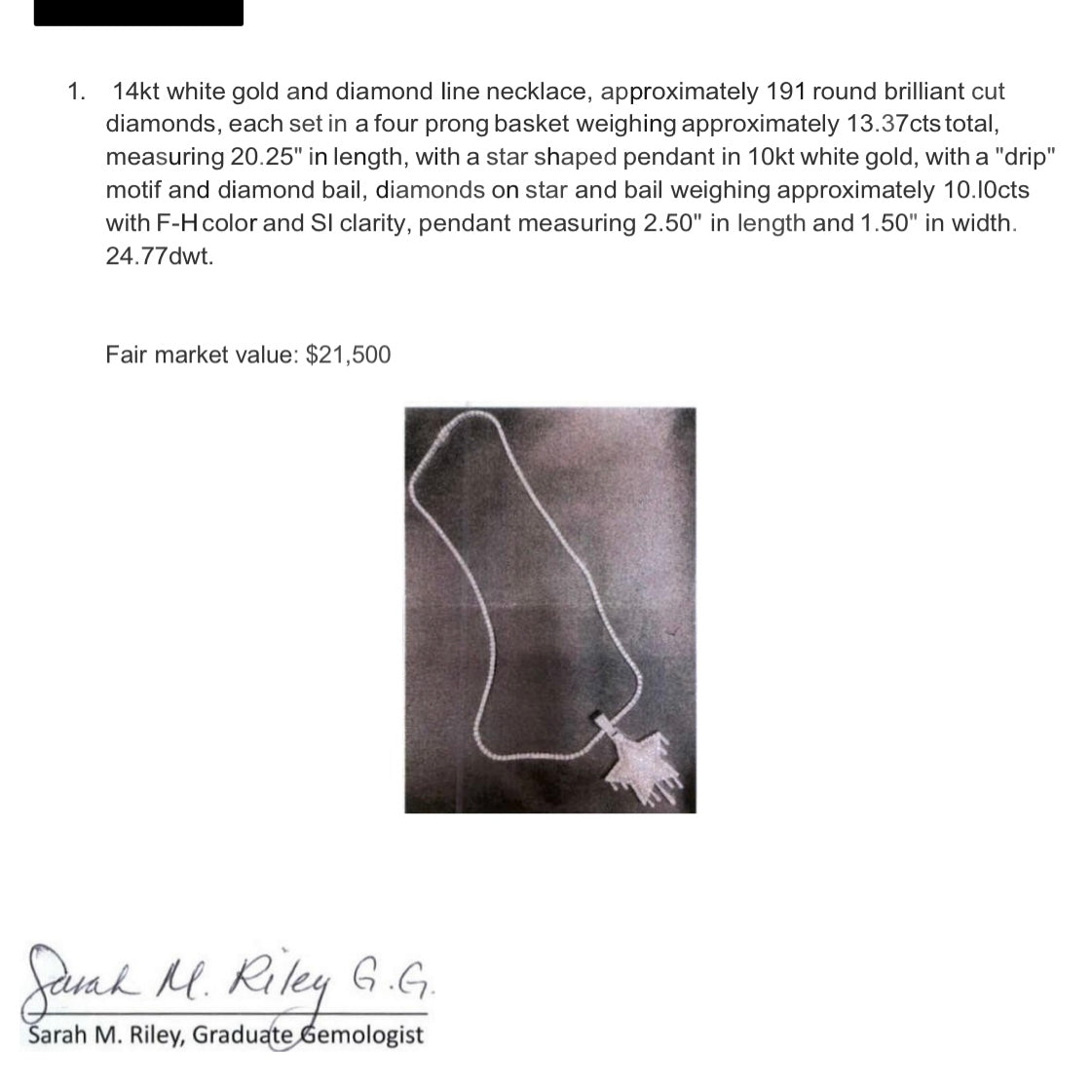 Necklace Luxury Designer in White Gold