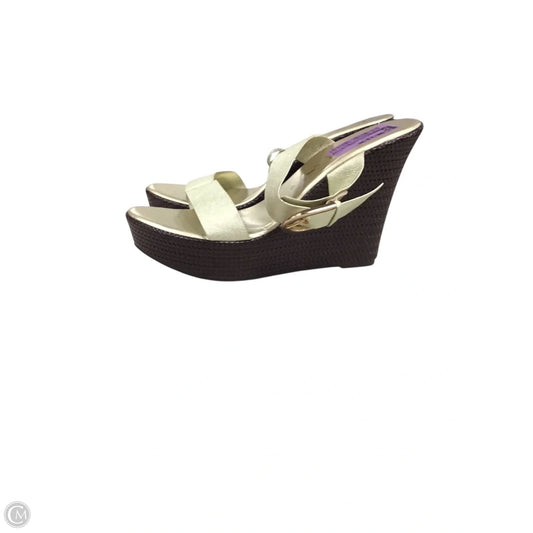 Sandals Heels Wedge By Italian Shoemakers In Gold, Size: 11