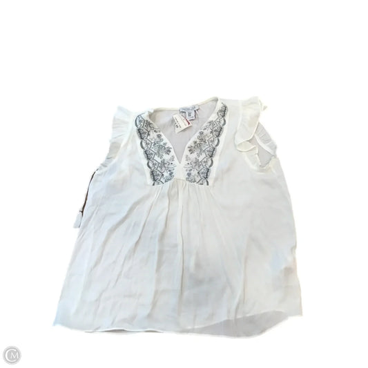 Blouse Short Sleeve By Rachel Zoe In Cream & Grey, Size: M