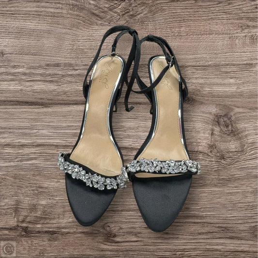 Sandals Heels Stiletto By Badgley Mischka In Black & Silver, Size: 9.5