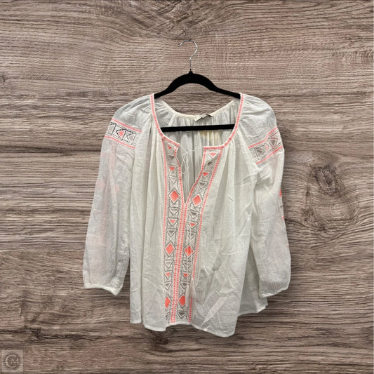 Blouse Long Sleeve By Madewell In Tan & White, Size: S