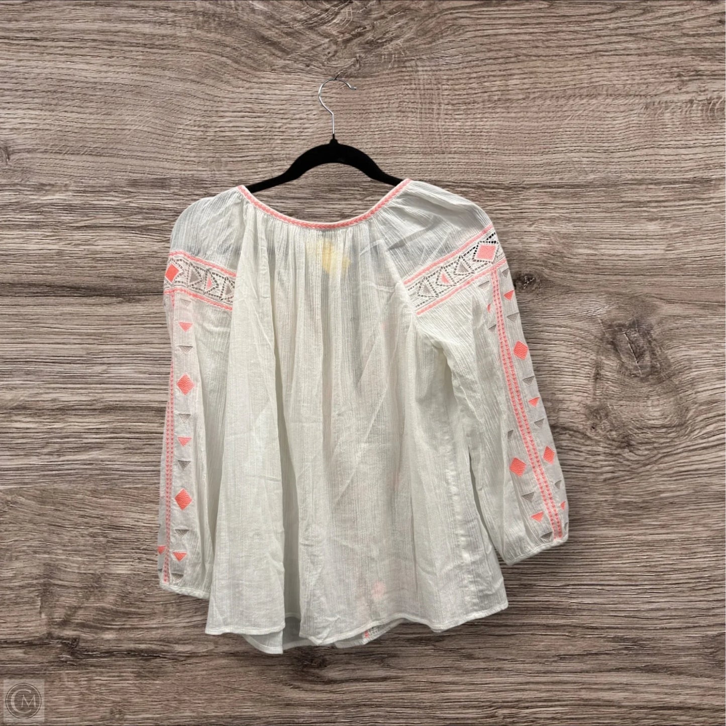Blouse Long Sleeve By Madewell In Tan & White, Size: S