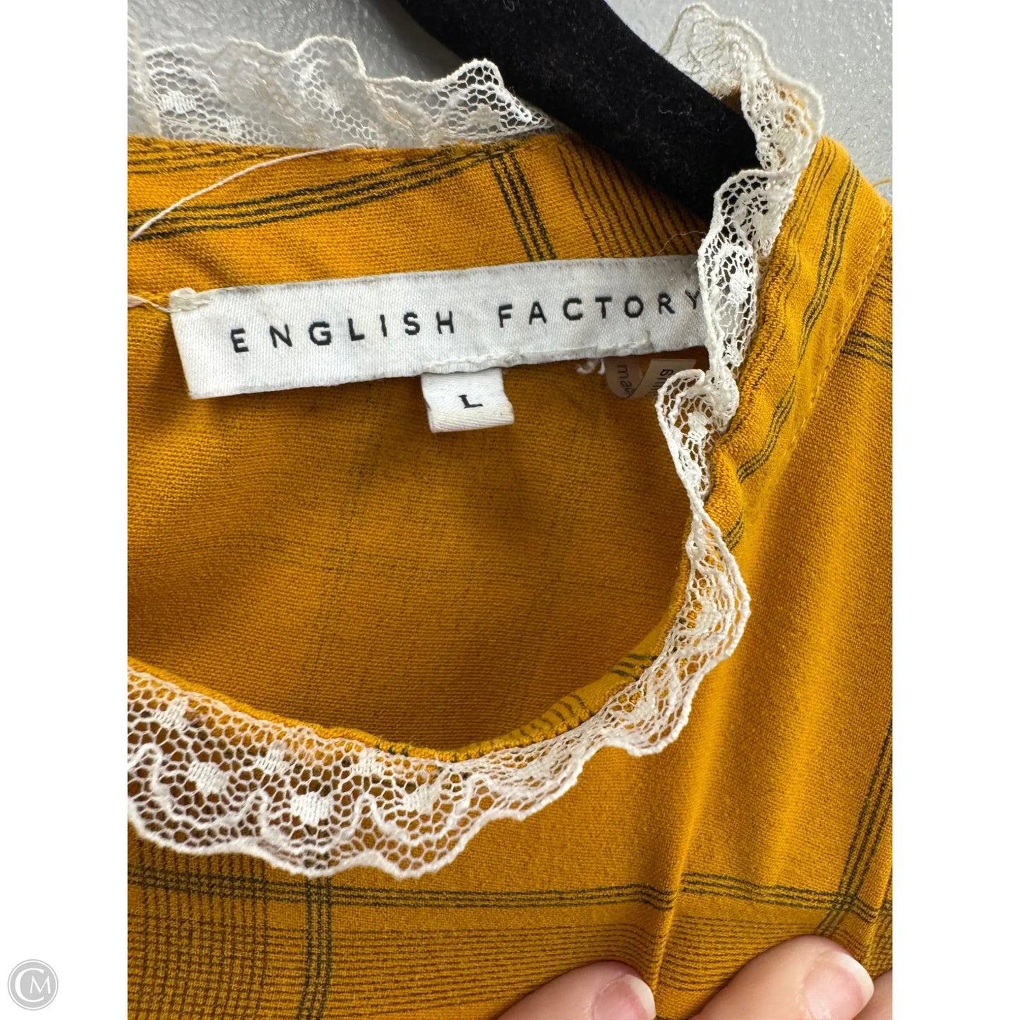 Blouse Long Sleeve By English Factory In Black & Yellow, Size: L