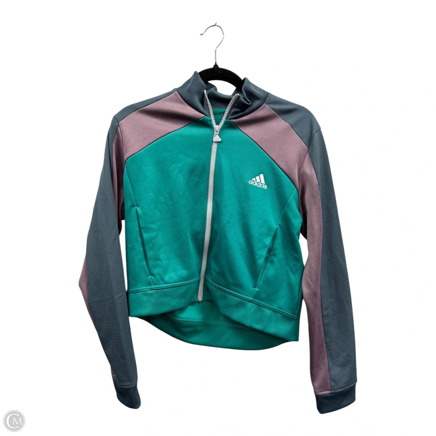 Athletic Jacket By Adidas In Blue & Green, Size: L