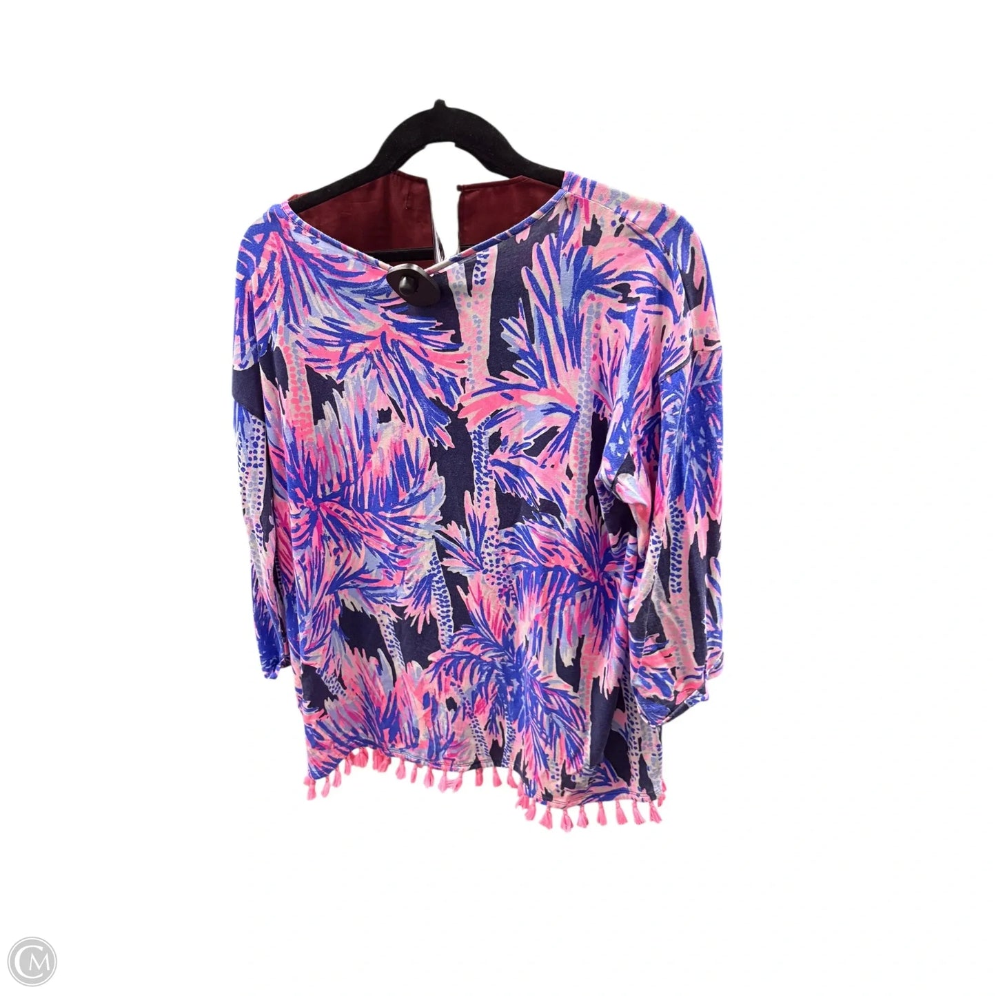 Top Long Sleeve Designer By Lilly Pulitzer In Blue & Pink, Size: L