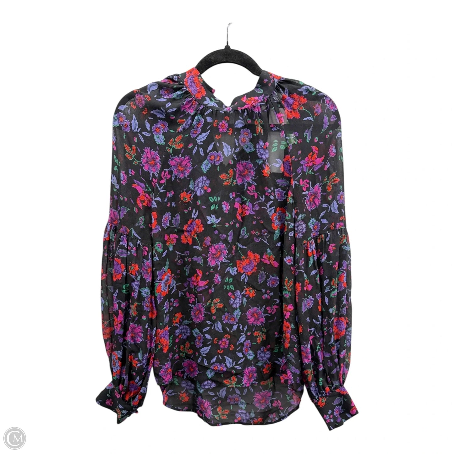 Blouse Long Sleeve By Veronica Beard In Black & Purple, Size: 4