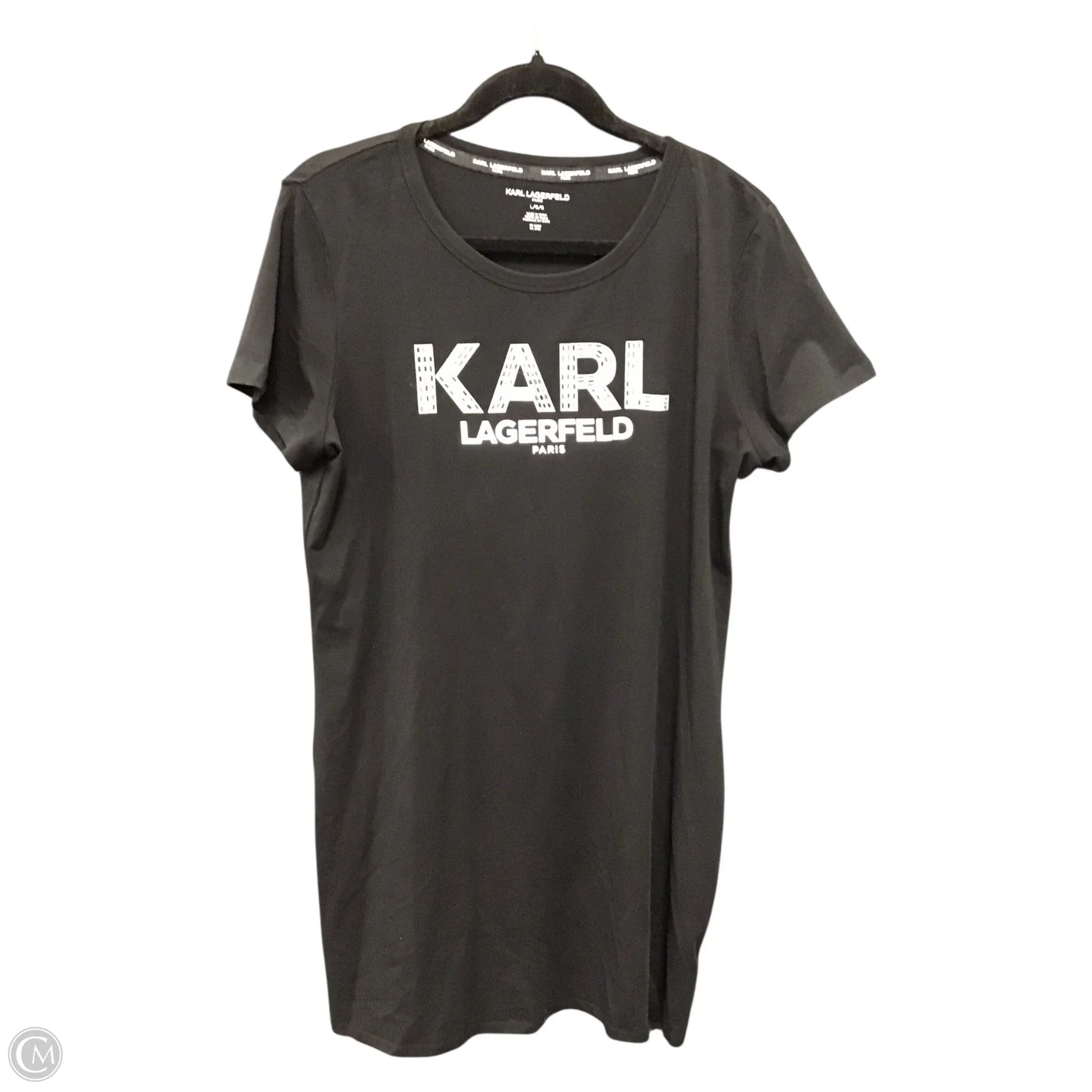 Dress Designer By Karl Lagerfeld In Black & Silver, Size: L