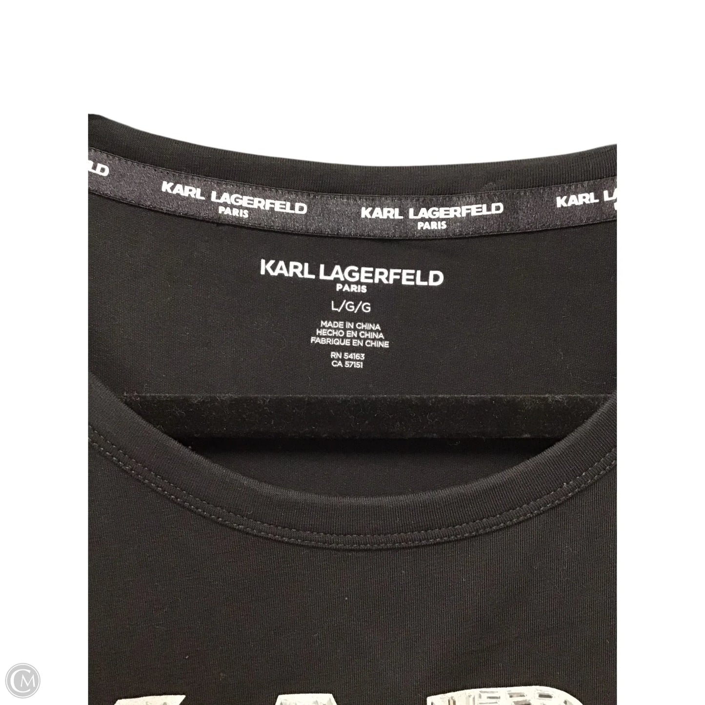 Dress Designer By Karl Lagerfeld In Black & Silver, Size: L