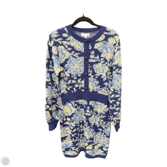 Dress Sweater By Cmb In Blue & Cream, Size: M