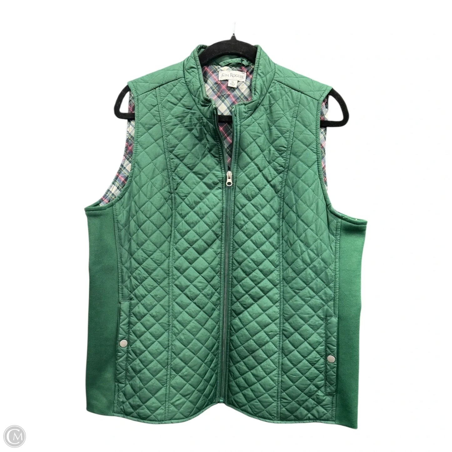 Vest Puffer & Quilted By Kim Rogers In Green, Size: Xl