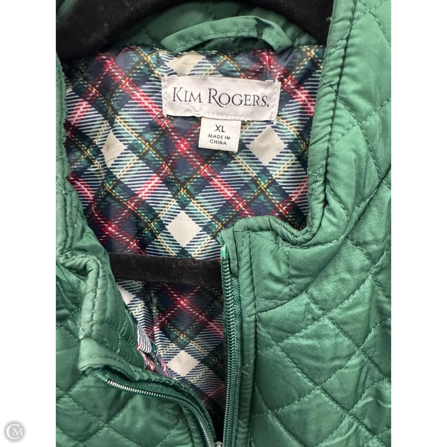 Vest Puffer & Quilted By Kim Rogers In Green, Size: Xl
