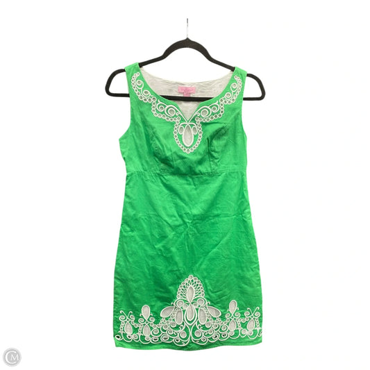 Dress Designer By Lilly Pulitzer In Green & White, Size: 0