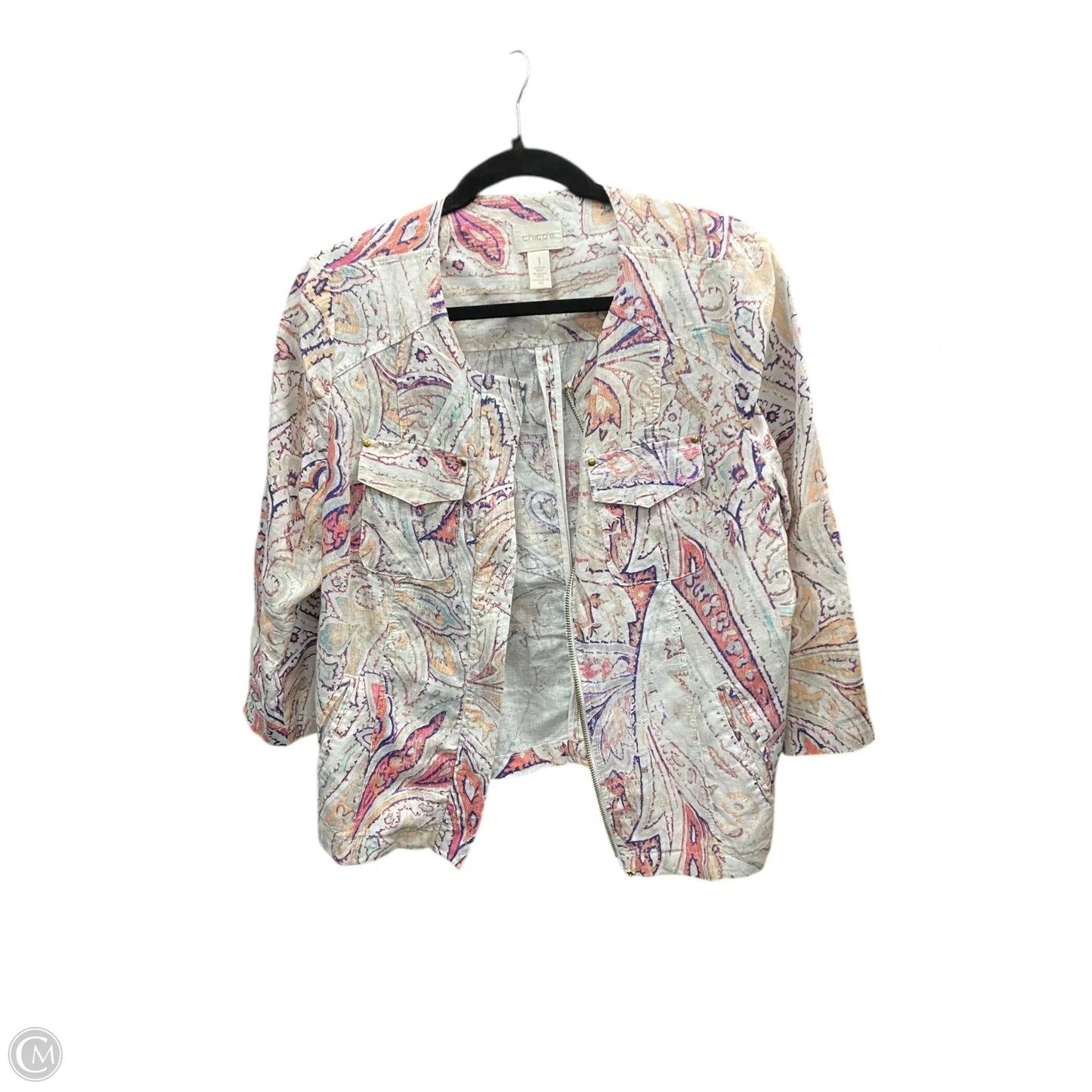 Jacket Other By Chicos In Cream & Pink, Size: M