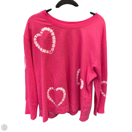 Top Long Sleeve By Jane And Delancey In Pink & White, Size: 2x