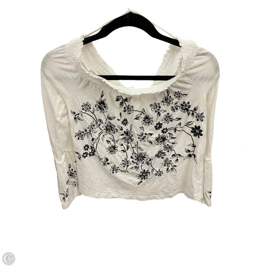 Top Long Sleeve By Anthropologie In Black & White, Size: Xxs