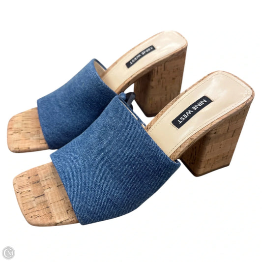 Sandals Heels Block By Nine West In Blue & Tan, Size: 8