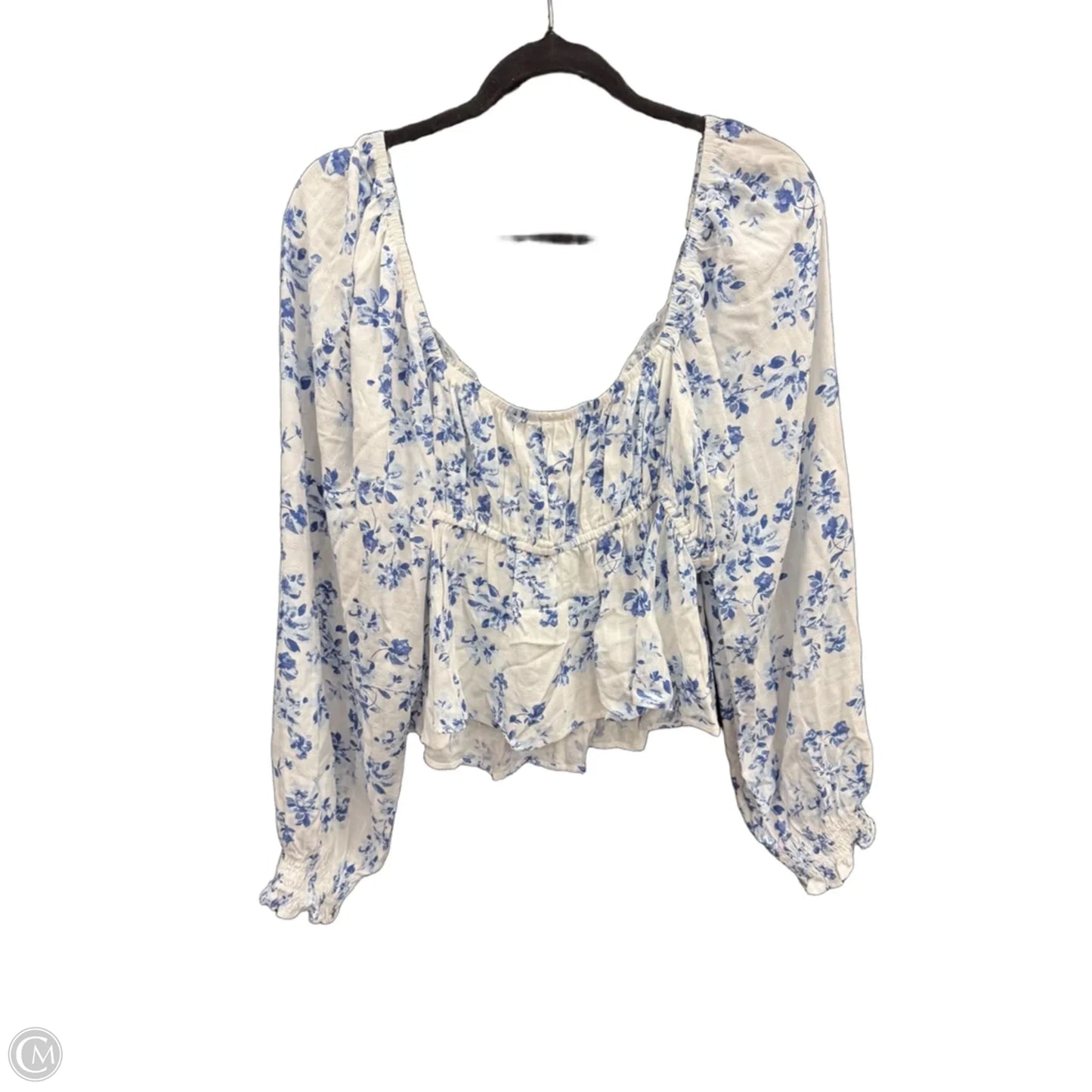 Blouse Long Sleeve By Torrid In Blue & White, Size: 1x