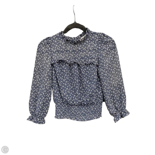 Blouse Long Sleeve By Monteau In Blue & Cream, Size: Xs