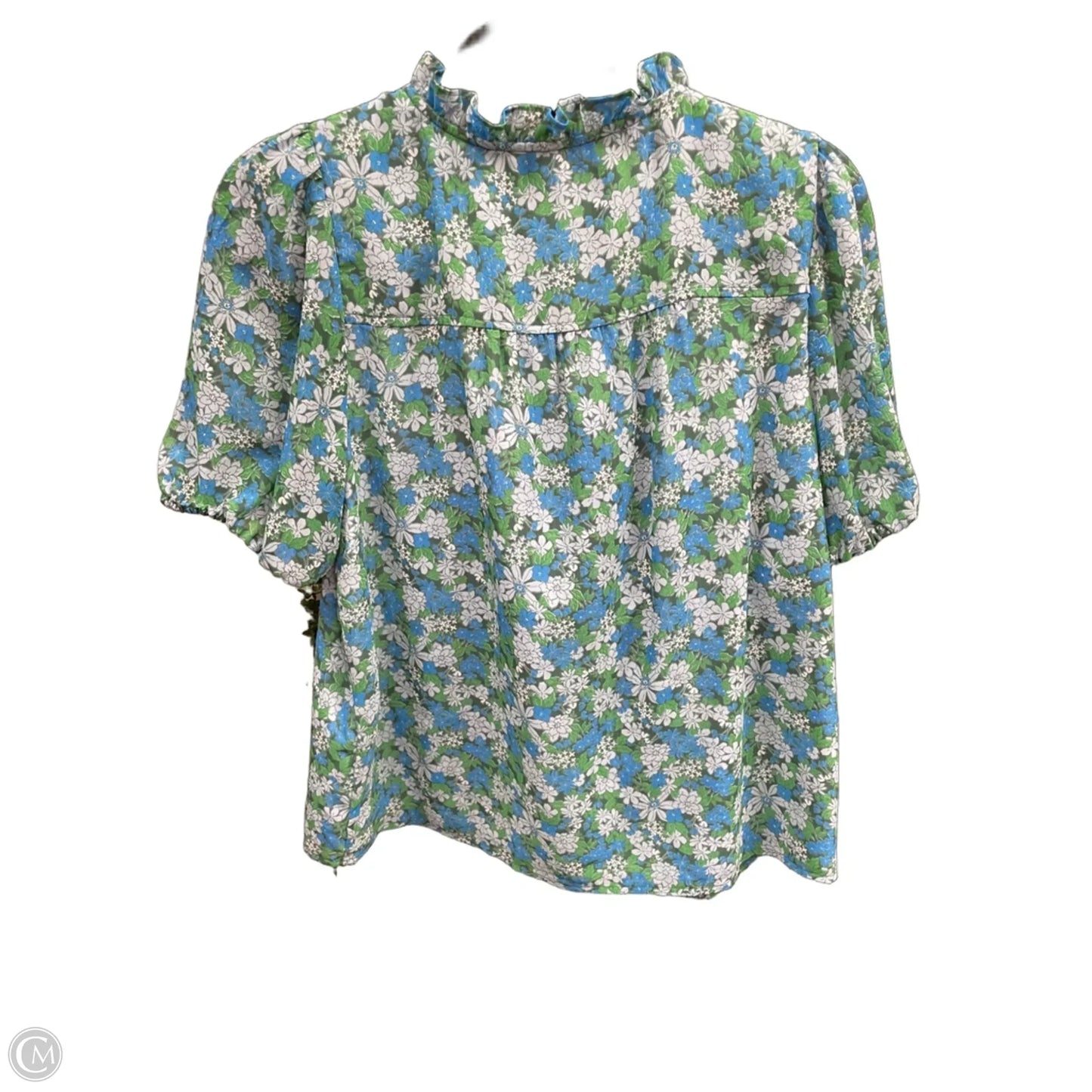 Blouse Short Sleeve By J. Crew In Blue & Green, Size: S