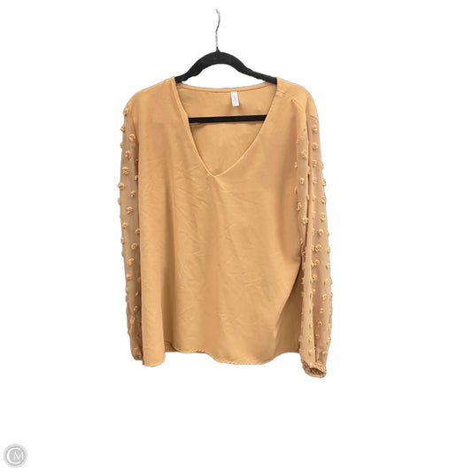 Blouse Long Sleeve By Cmf In Brown, Size: Xxl