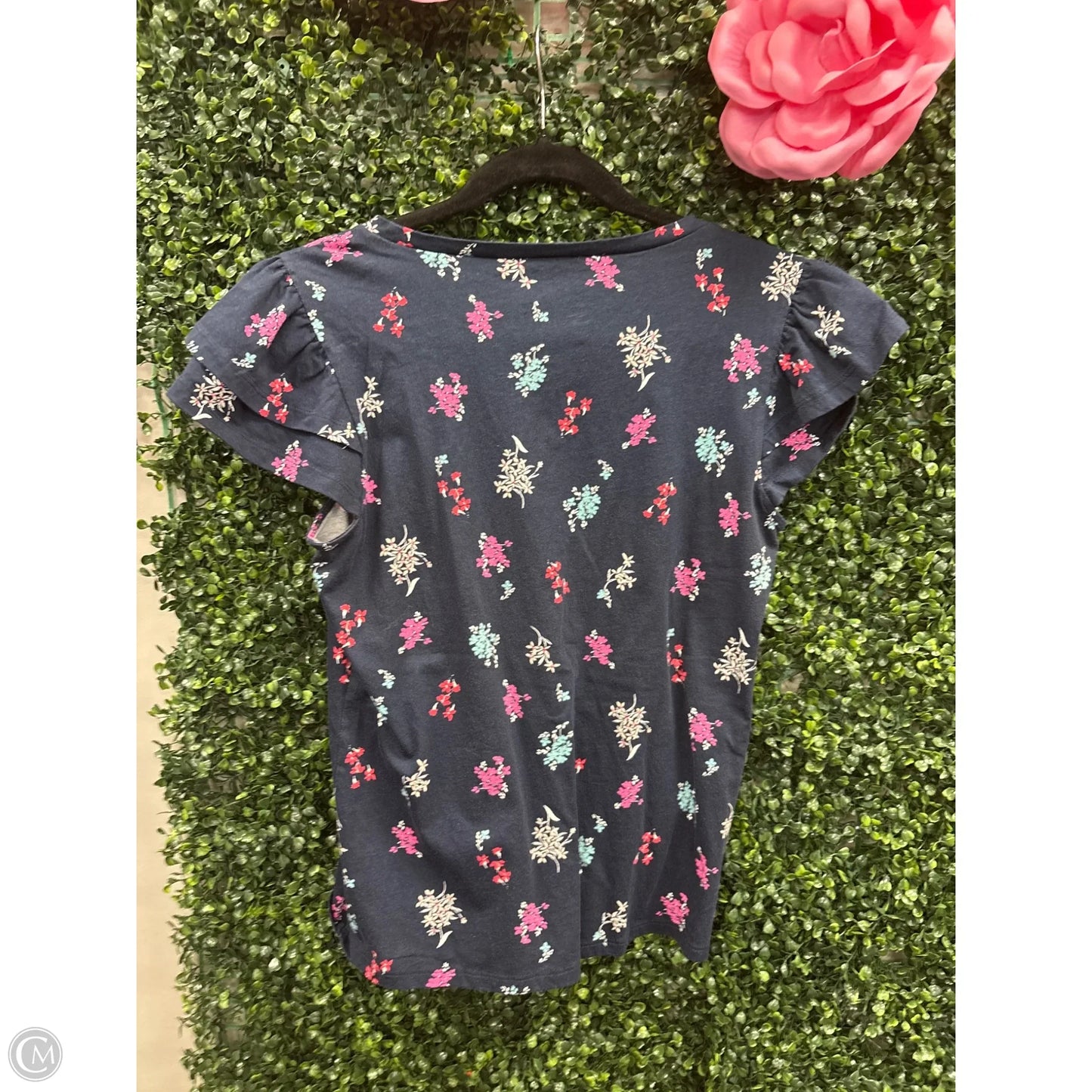 Top Short Sleeve By Ann Taylor In Blue & Pink, Size: S