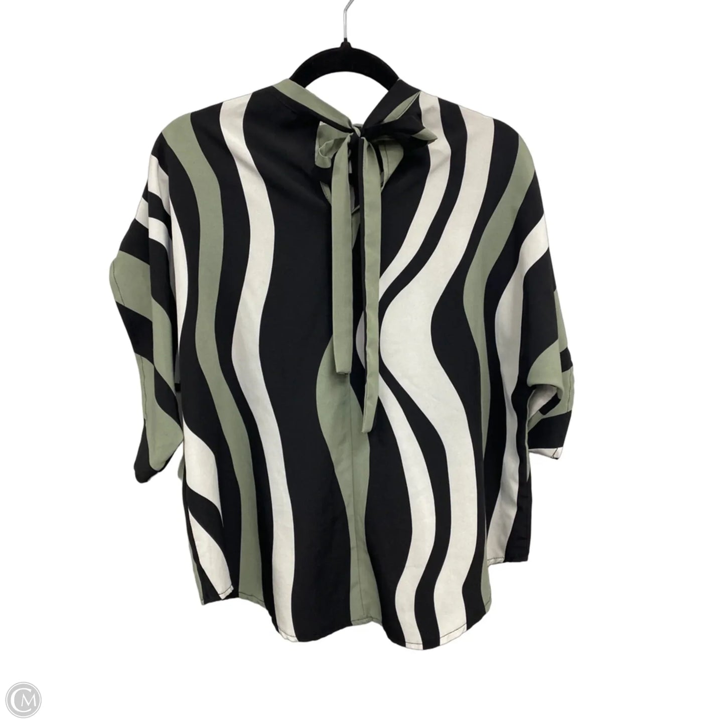 Blouse Short Sleeve By Shein In Black & Green, Size: 4