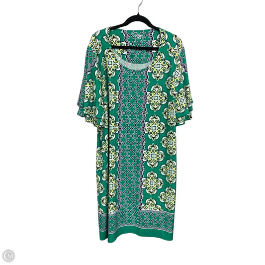 Dress Casual Short By Kim Rogers In Green & Yellow, Size: 3x
