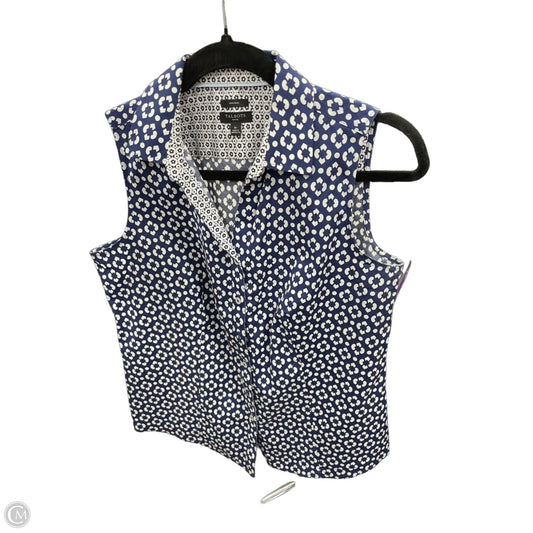 Blouse Sleeveless By Talbots In Blue & White, Size: 6p
