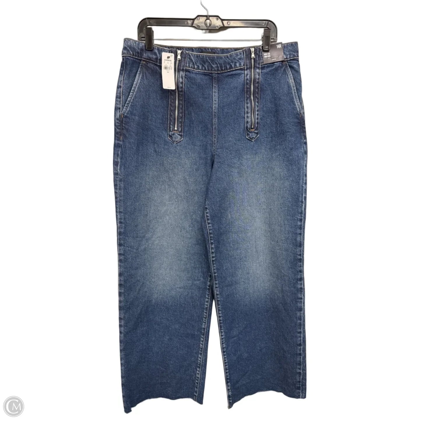 Jeans Wide Leg By Express In Blue Denim, Size: 14